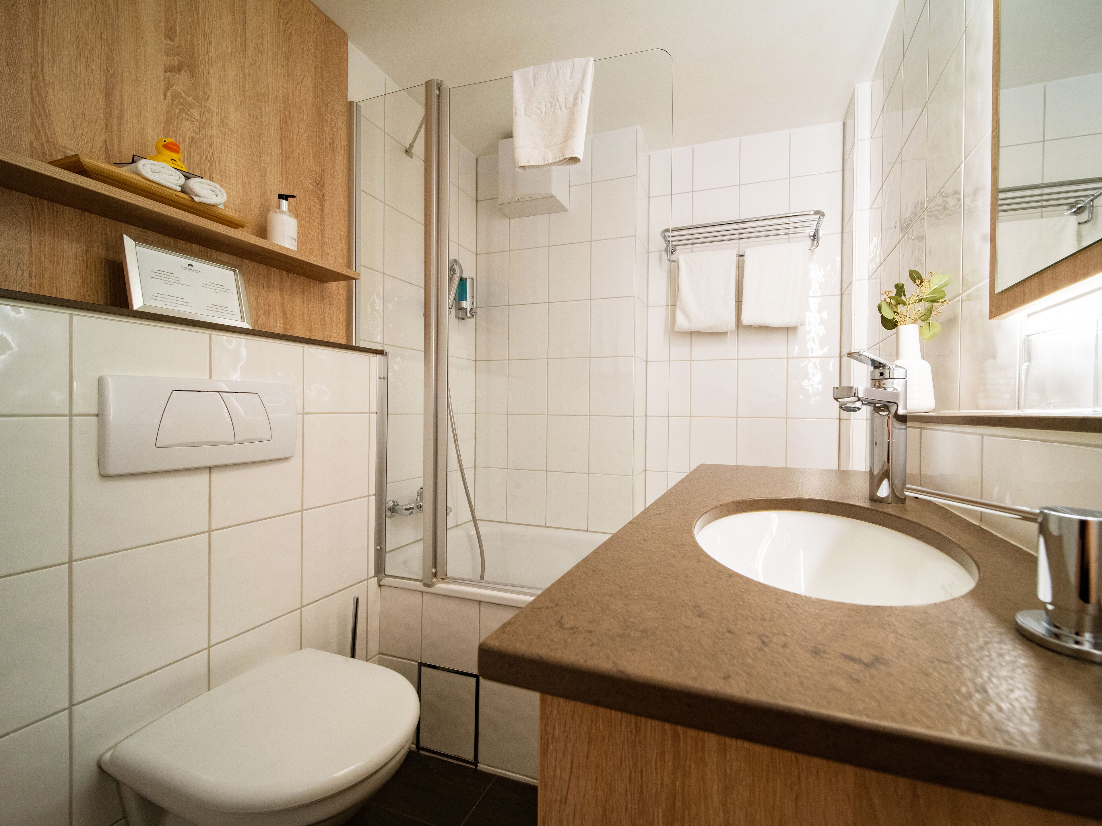 free toiletries, hair dryer, towels