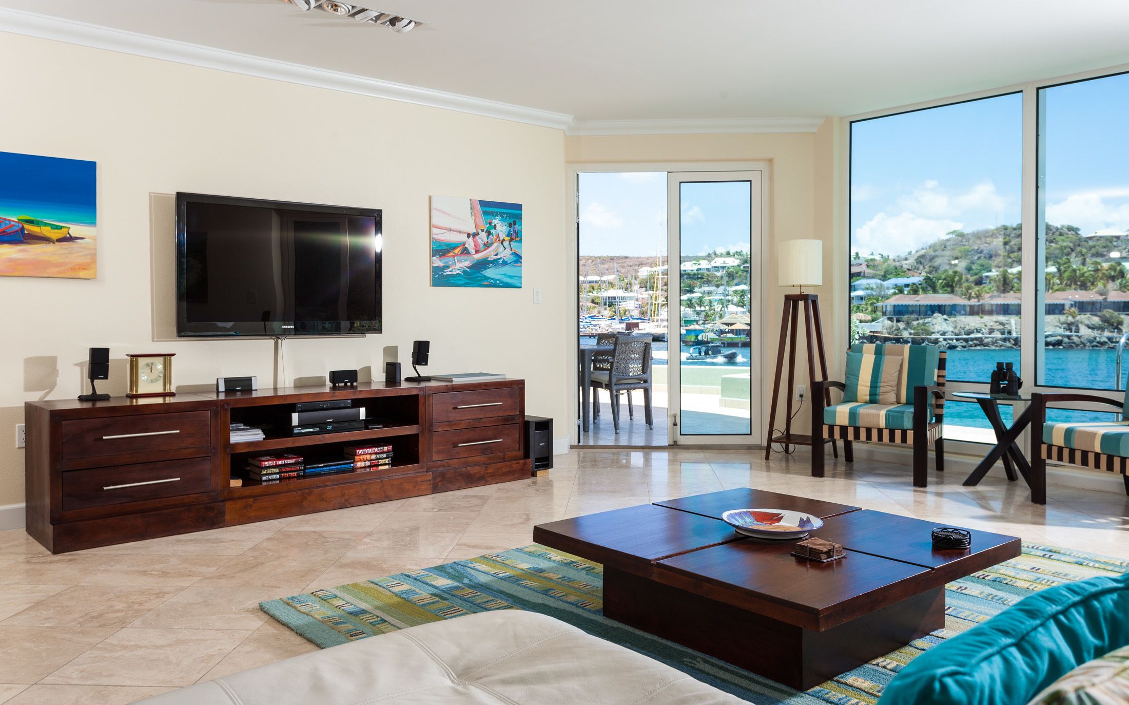 lighthouse 3 bedroom condo with private pool 1a | living area | 40-inch flat-screen tv with satellite channels, tv