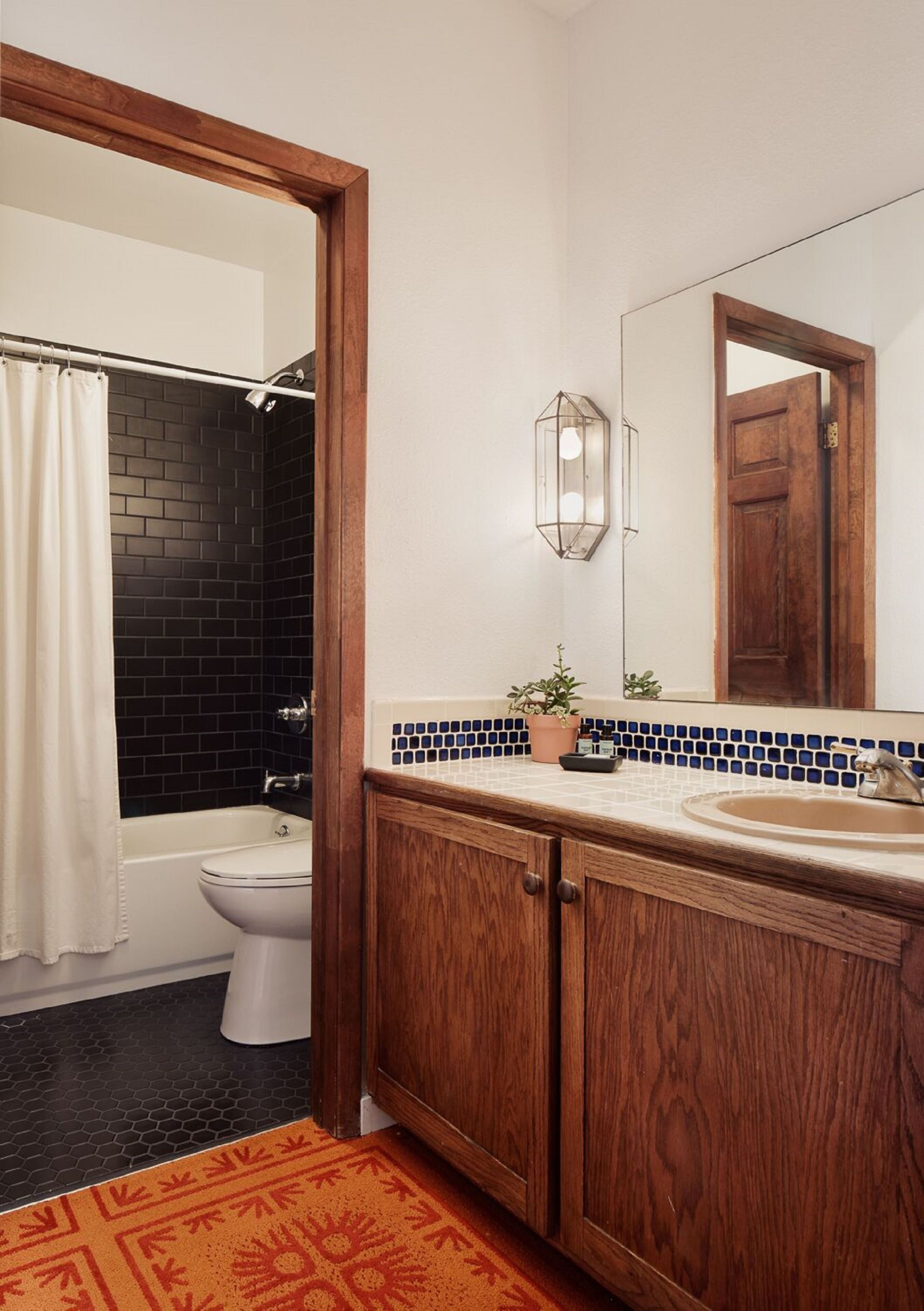 combined shower/bathtub, free toiletries, hair dryer, towels