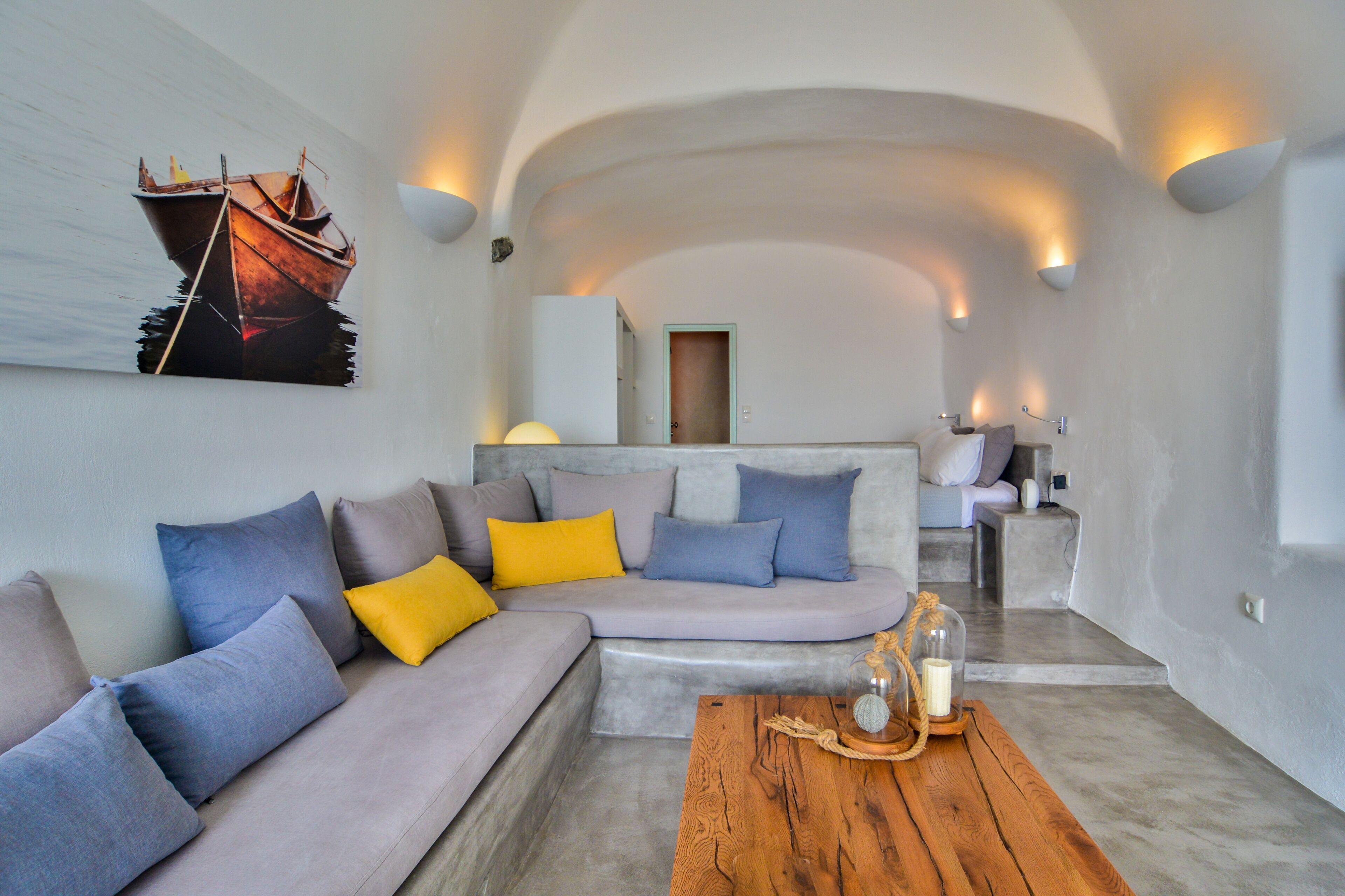 honeymoon studio suite, 1 bedroom, hot tub, sea view | hypo-allergenic bedding, in-room safe, iron/ironing board, bed sheets