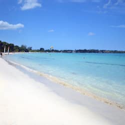 Private beach, white sand, sun loungers, beach umbrellas