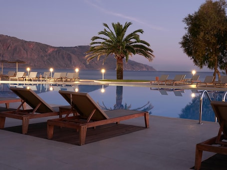 Indoor pool, 4 outdoor pools, open 10:00 AM to 6:00 PM, pool umbrellas. Pilot Beach Resort