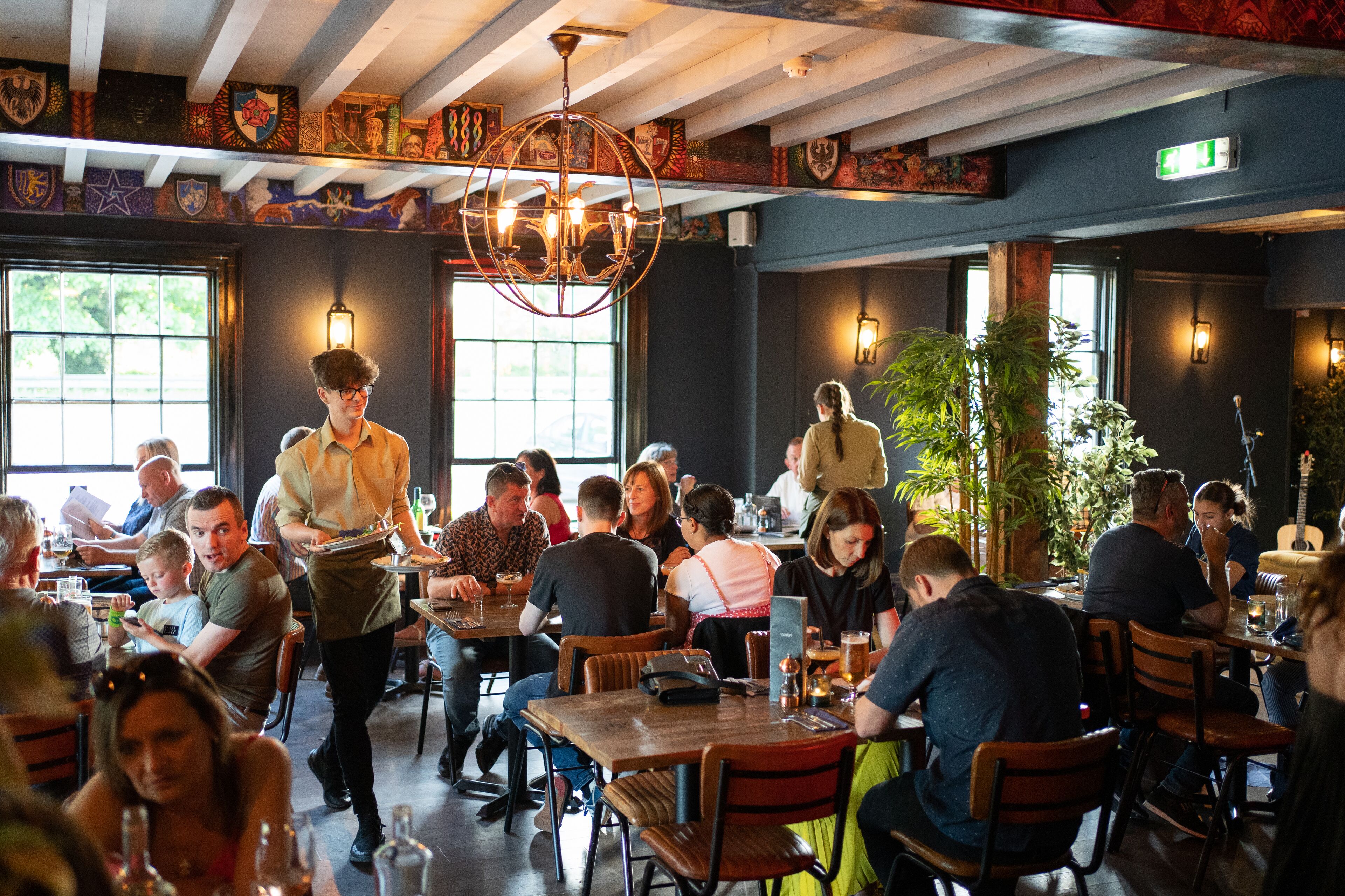 breakfast, lunch, dinner served; british cuisine, al fresco dining