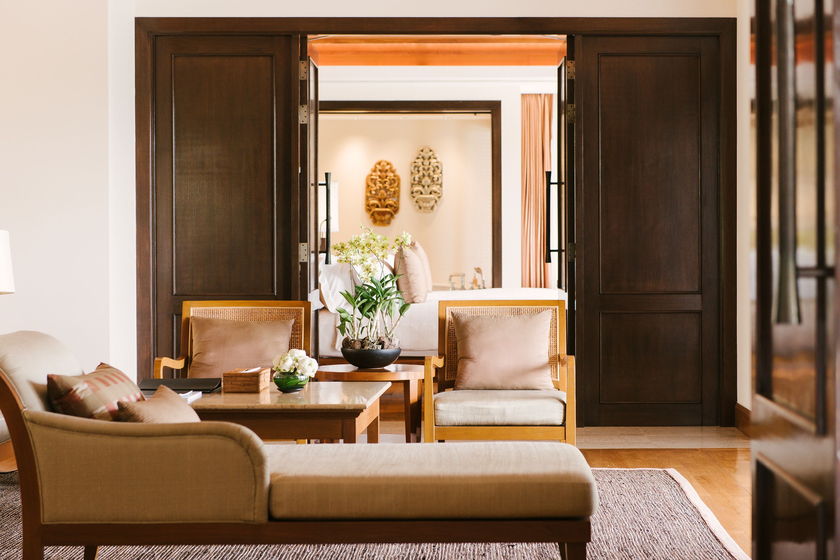 2 bedroom signature villa- no. 20 | living area | 37-inch lcd tv with satellite channels, tv, dvd player