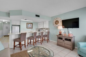 Condo, 1 Bedroom, 1 Bathroom, Partial View | Living room | TV, DVD player - Gulfview Condominiums (Miramar Beach)