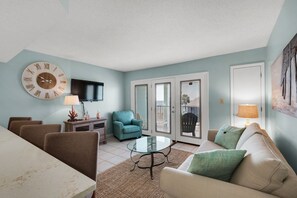 Condo, 1 Bedroom, 1 Bathroom, Partial View | Living room | TV, DVD player - Gulfview Condominiums (Miramar Beach)