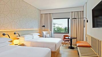 Club Room, 2 Double Beds | Minibar, in-room safe, desk, laptop workspace