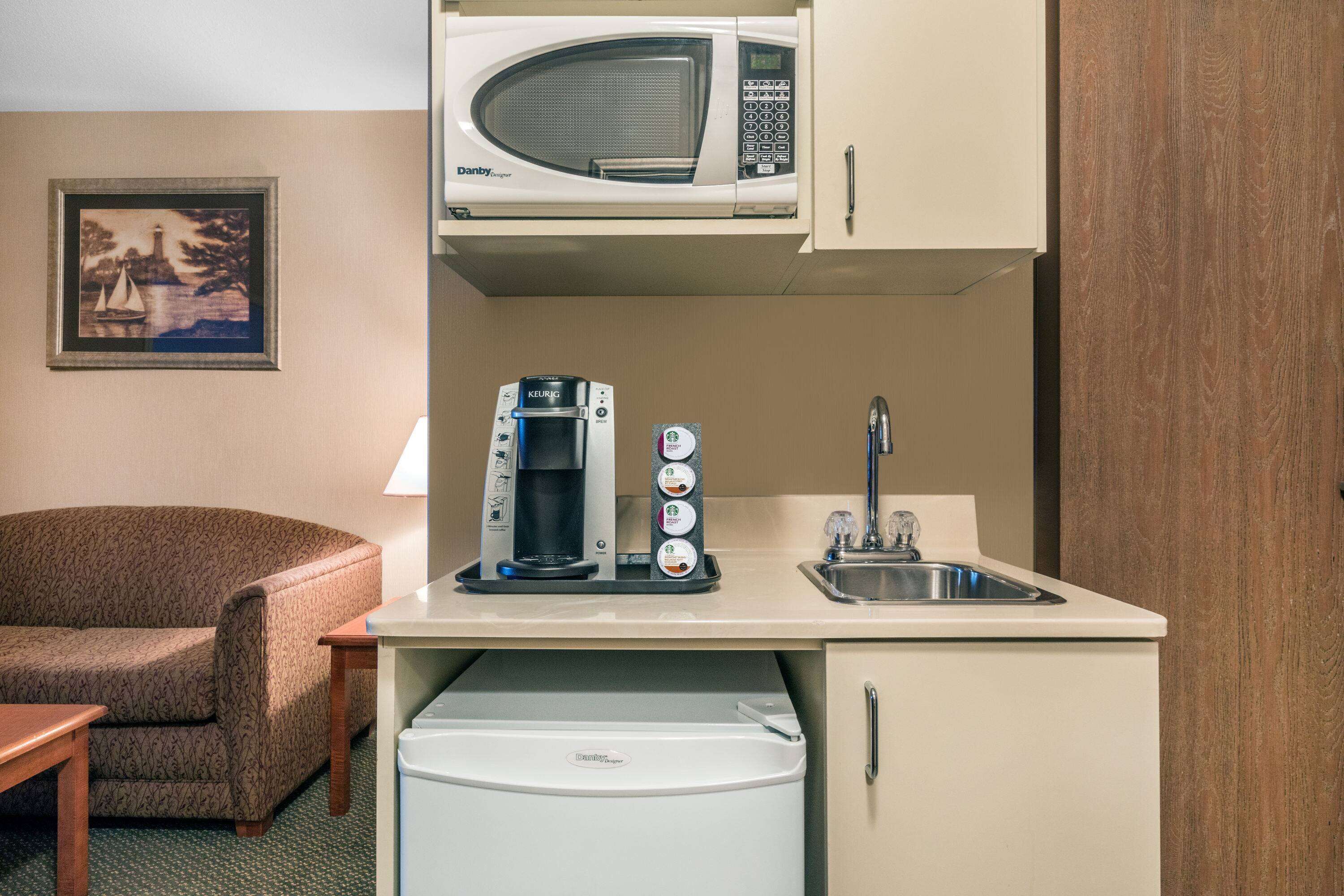 premium bedding, desk, laptop workspace, blackout curtains