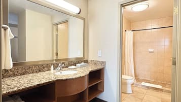 Business suite, 1 kingsize bed met slaapbank, niet-roken | Badkamer | Gratis toiletartikelen, een haardroger, handdoeken, zeep
