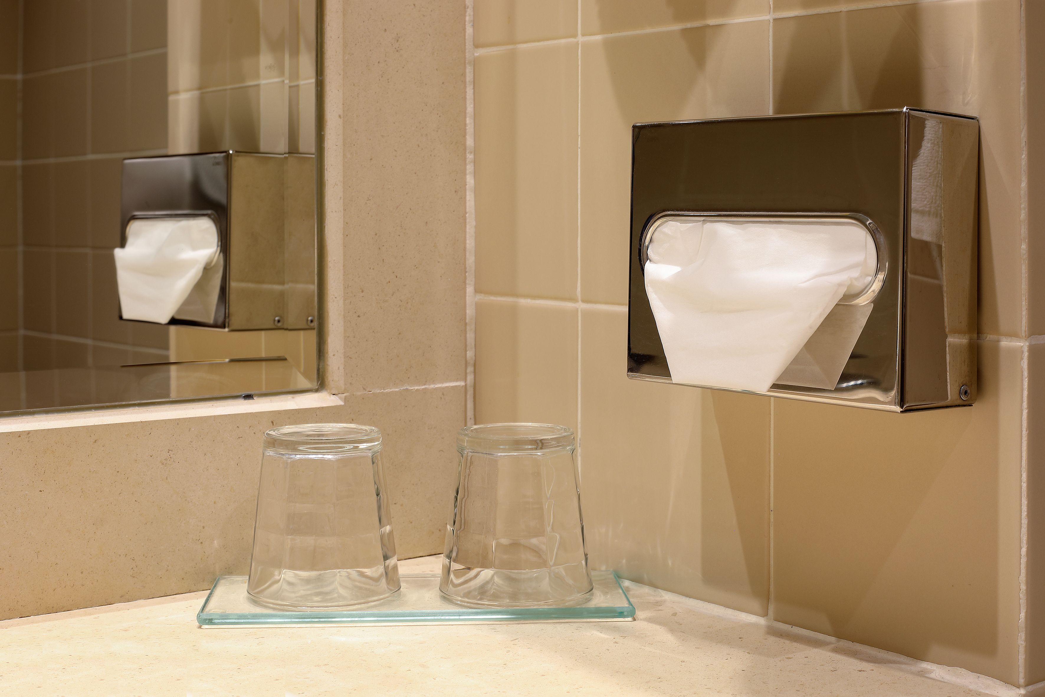 deep-soaking bathtub, rainfall showerhead, free toiletries, hair dryer