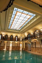 Indoor pool, open 7:00 AM to 9:00 PM, lifeguards on site