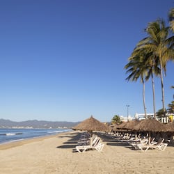 On the beach, beach towels