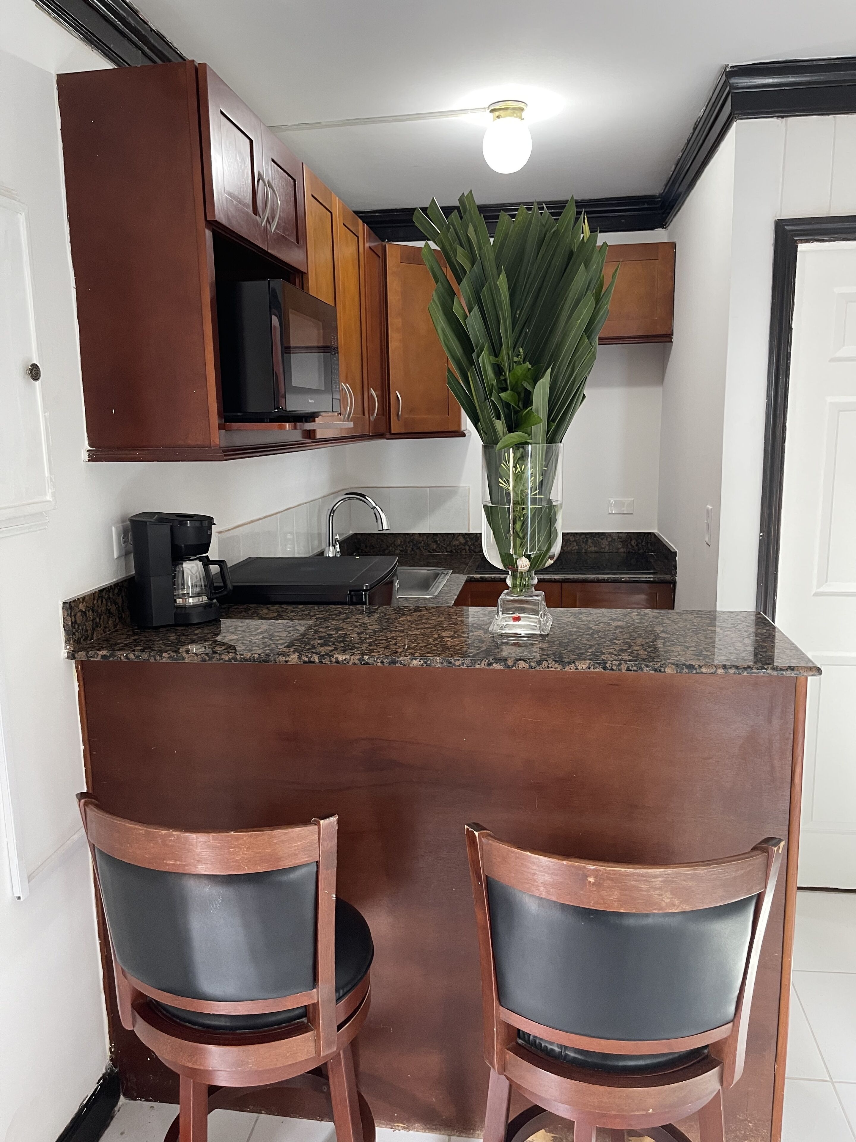 fridge, microwave, coffee/tea maker, eco-friendly cleaning products