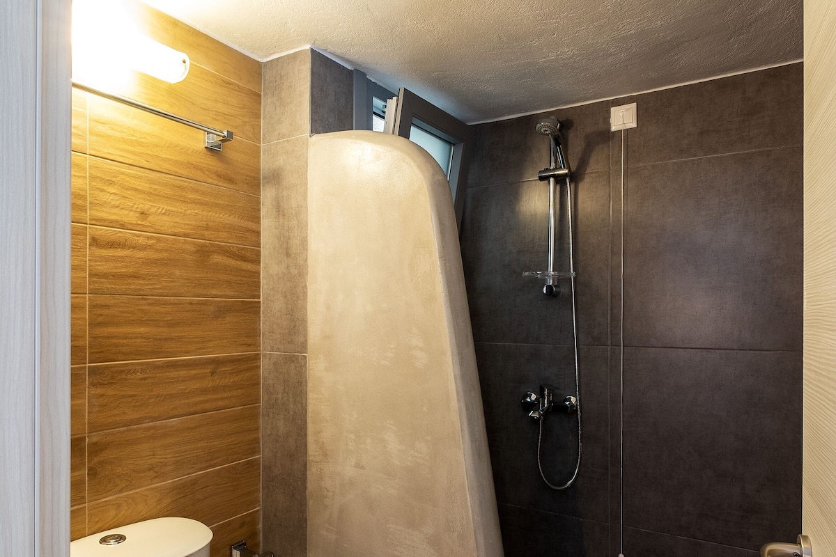 family room | bathroom | shower, free toiletries, hair dryer, towels