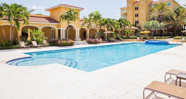 Outdoor pool, pool loungers