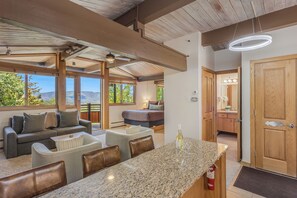 Premier Studio (Unit 111) | Living area | 40-inch Smart TV with satellite channels, TV, fireplace