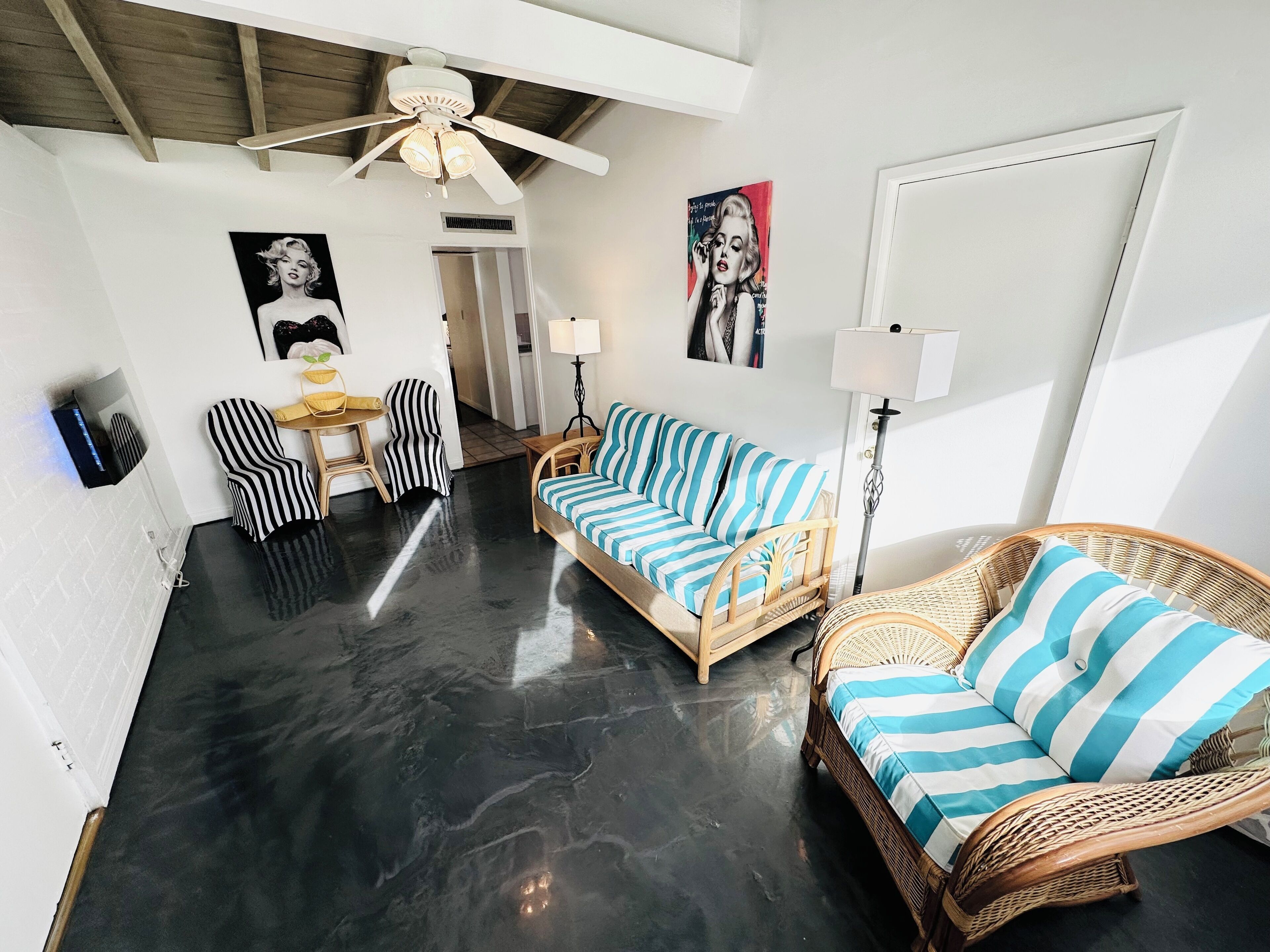 55-inch flat-screen tv with cable channels, tv, dvd player