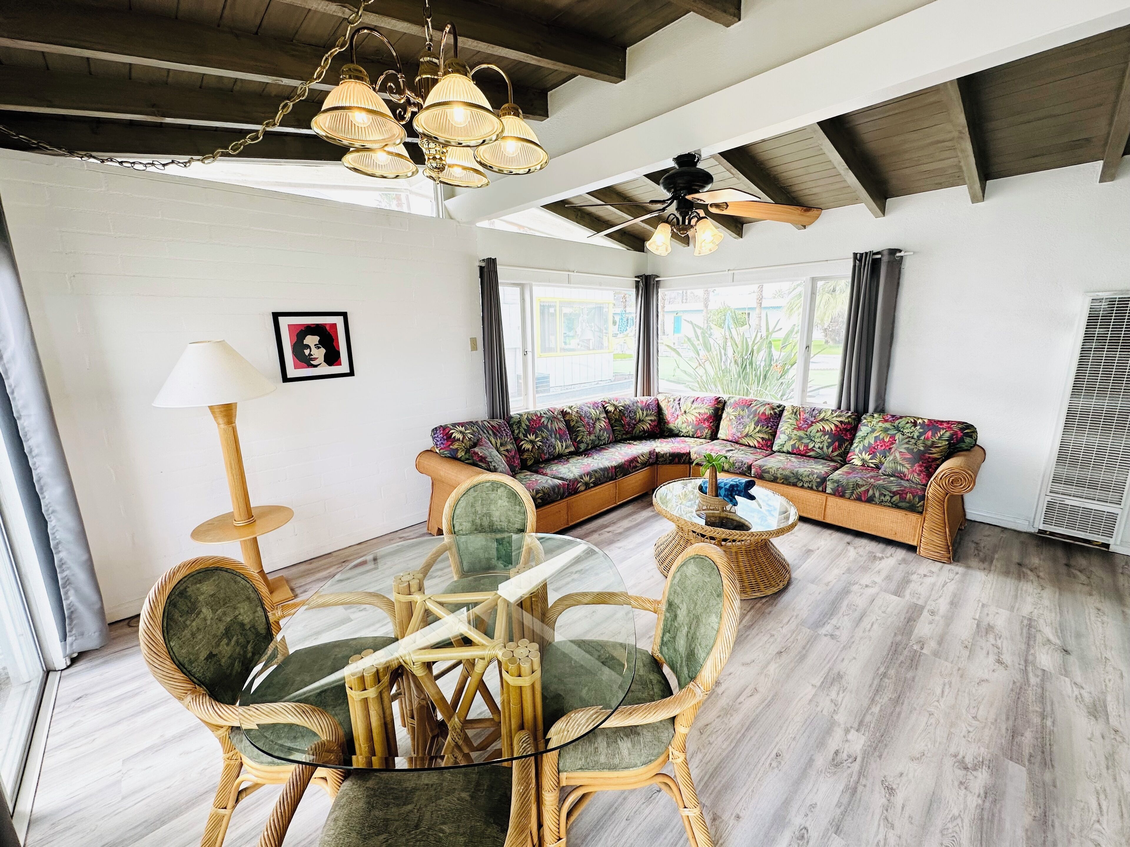 55-inch flat-screen tv with cable channels, tv, dvd player