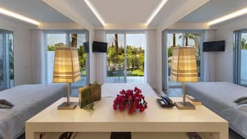 Camera Classic, patio | Couette en duvet d'oie, minibar, coffres-forts dans les chambres, bureau