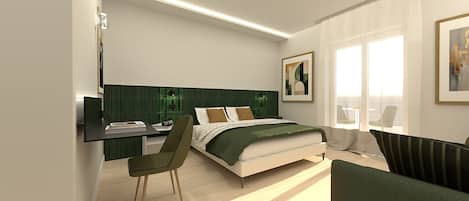 Kahden hengen comfort-huone (yksi tai kaksi sänkyä), näköala uima-altaalle, uima-altaan luona | Untuvapeitot, minibaari, tallelokero huoneessa, työpöytä