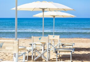 Private beach nearby, white sand, beach shuttle, sun loungers