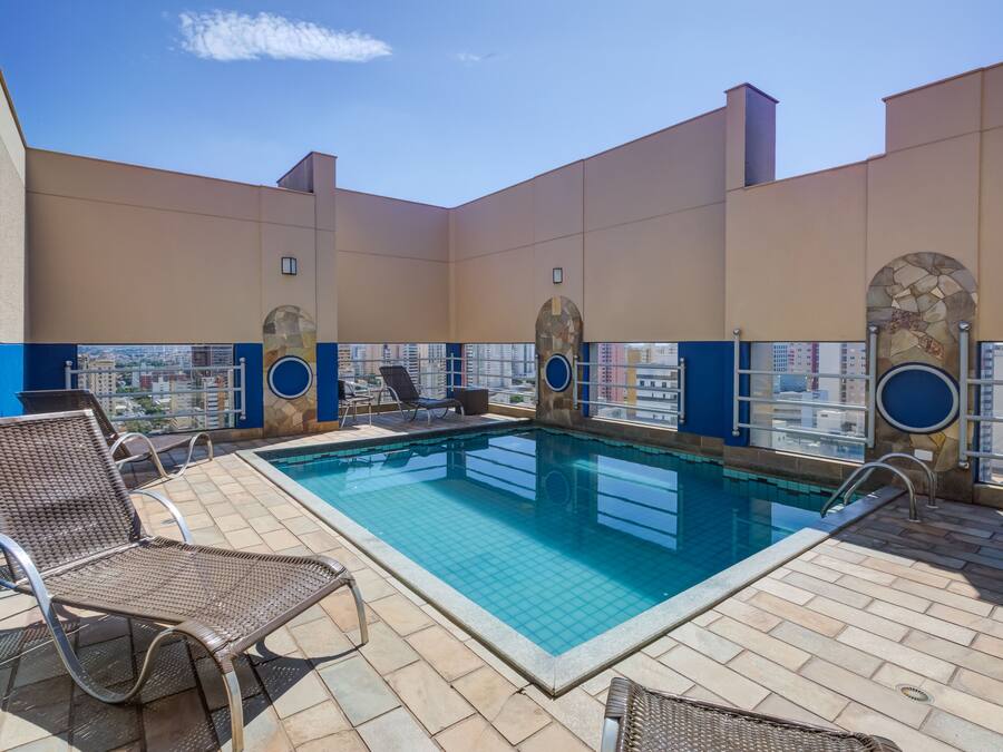 Outdoor pool, pool loungers