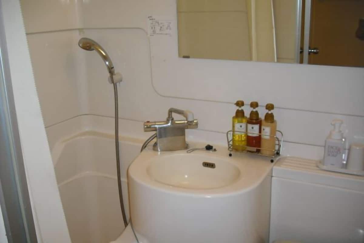 Combined shower/bathtub, free toiletries, hair dryer, bathrobes