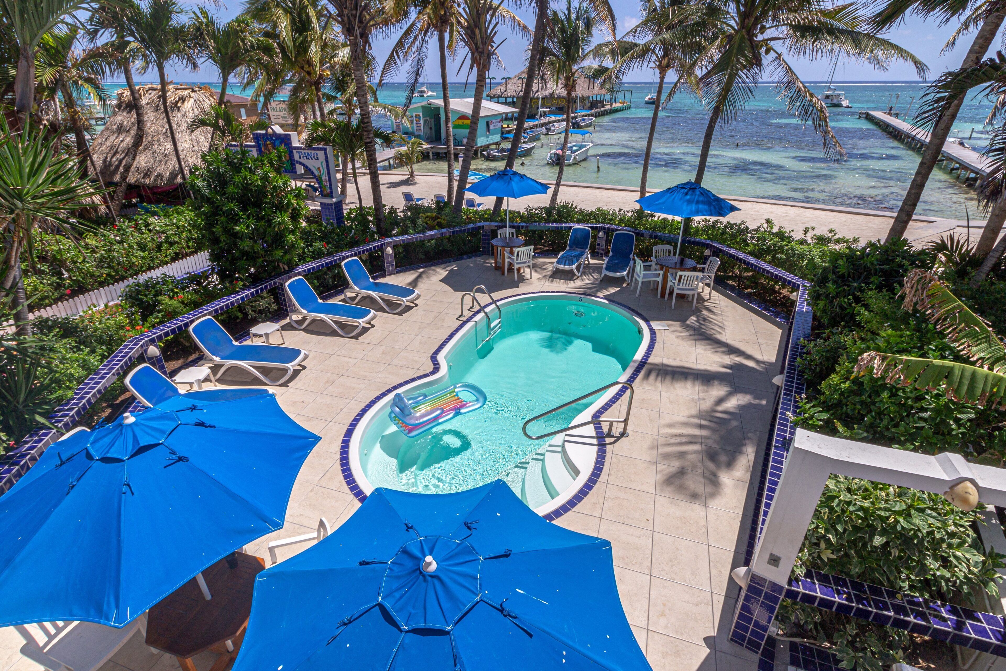 Utsikt mot strand/hav