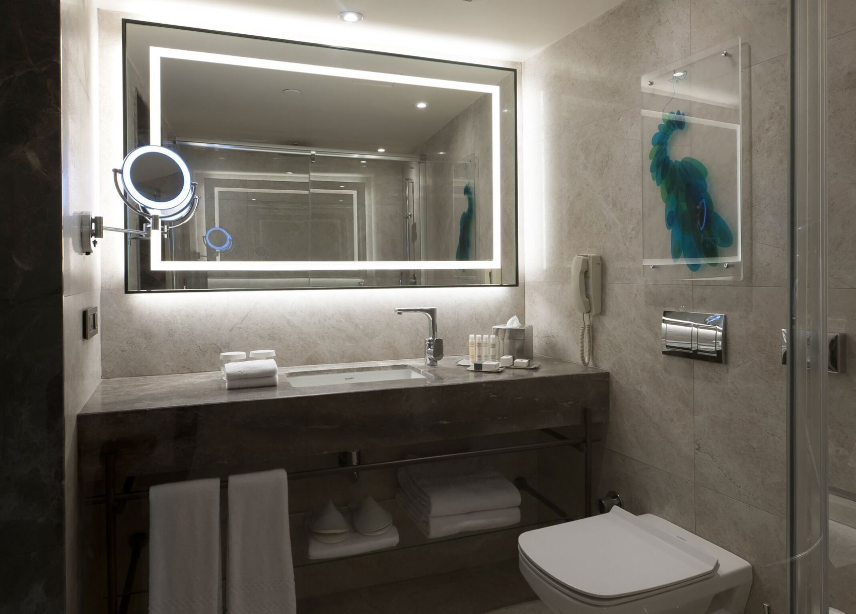 Bathroom | Shower, designer toiletries, hair dryer, slippers