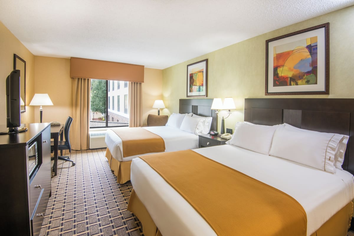 Standard Room, 2 Queen Beds | In-room safe, desk, blackout drapes, iron/ironing board