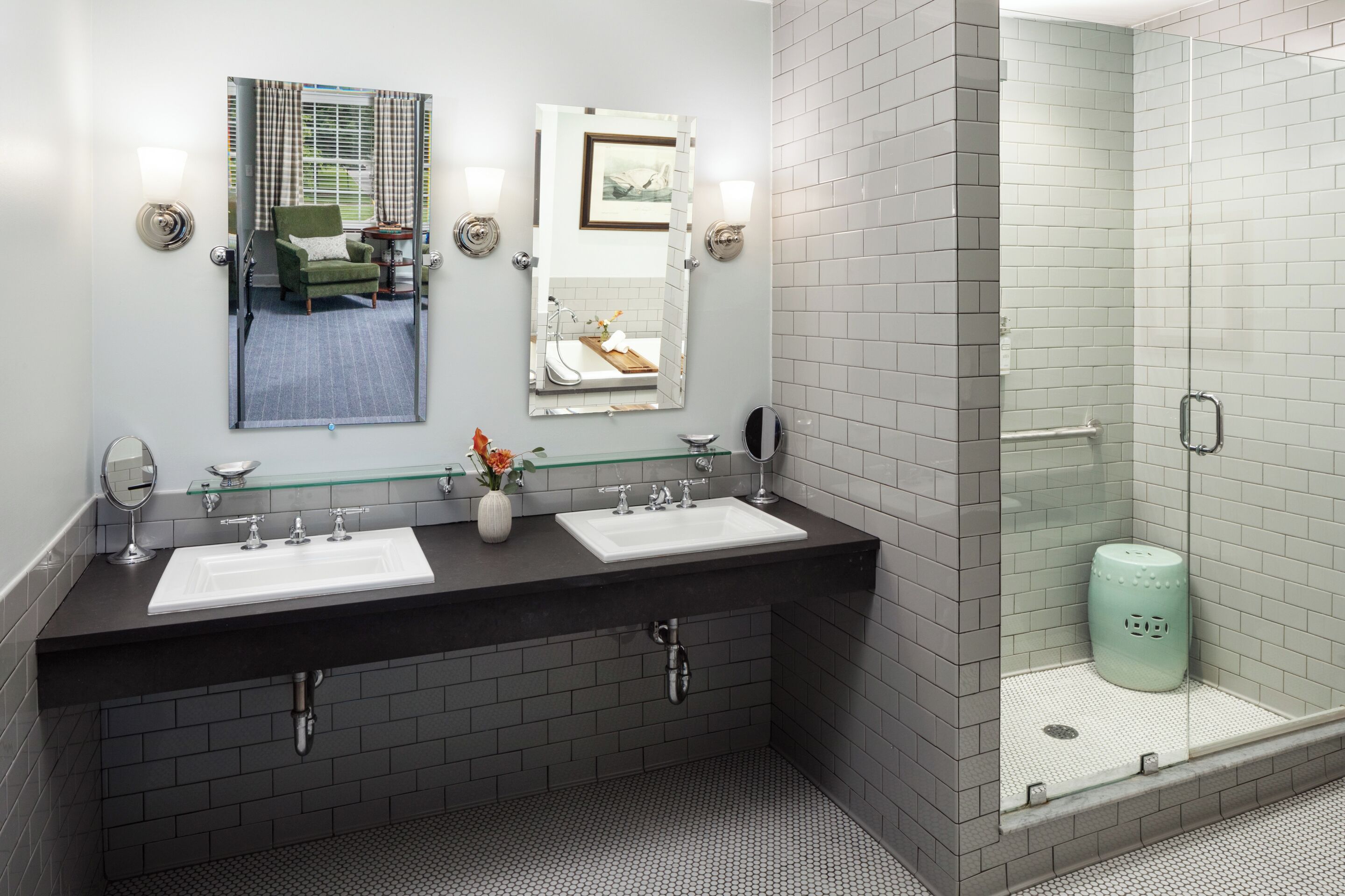 king suite + sofa bed | bathroom | shower, free toiletries, hair dryer, bathrobes