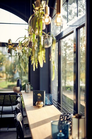 Breakfast, lunch, dinner served; garden views