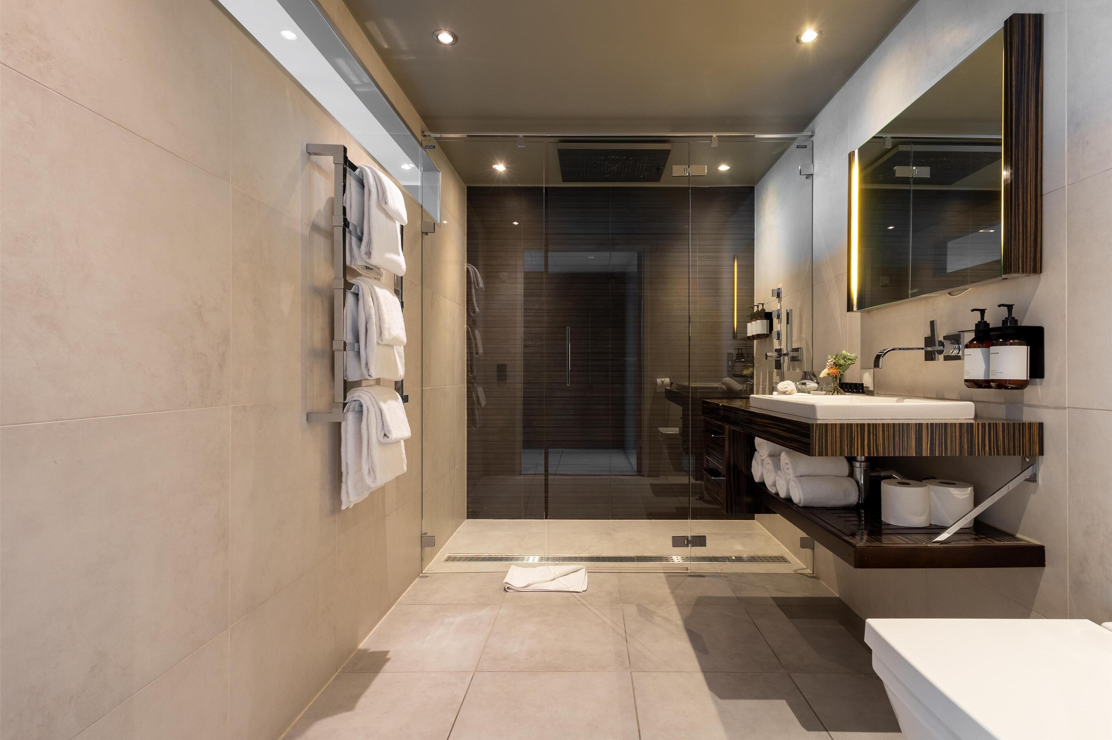 free toiletries, hair dryer, towels