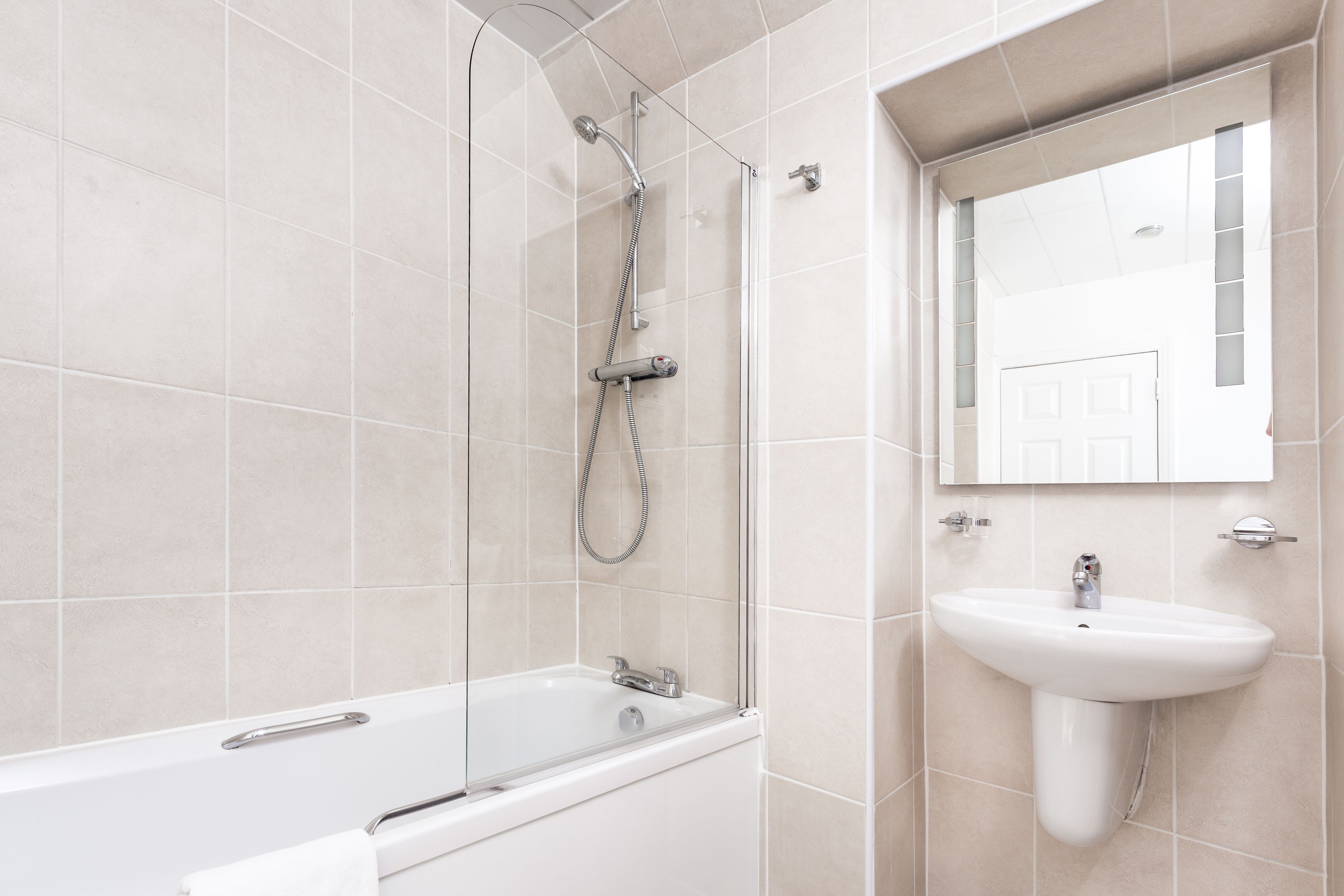 standard double room | bathroom | hair dryer, towels