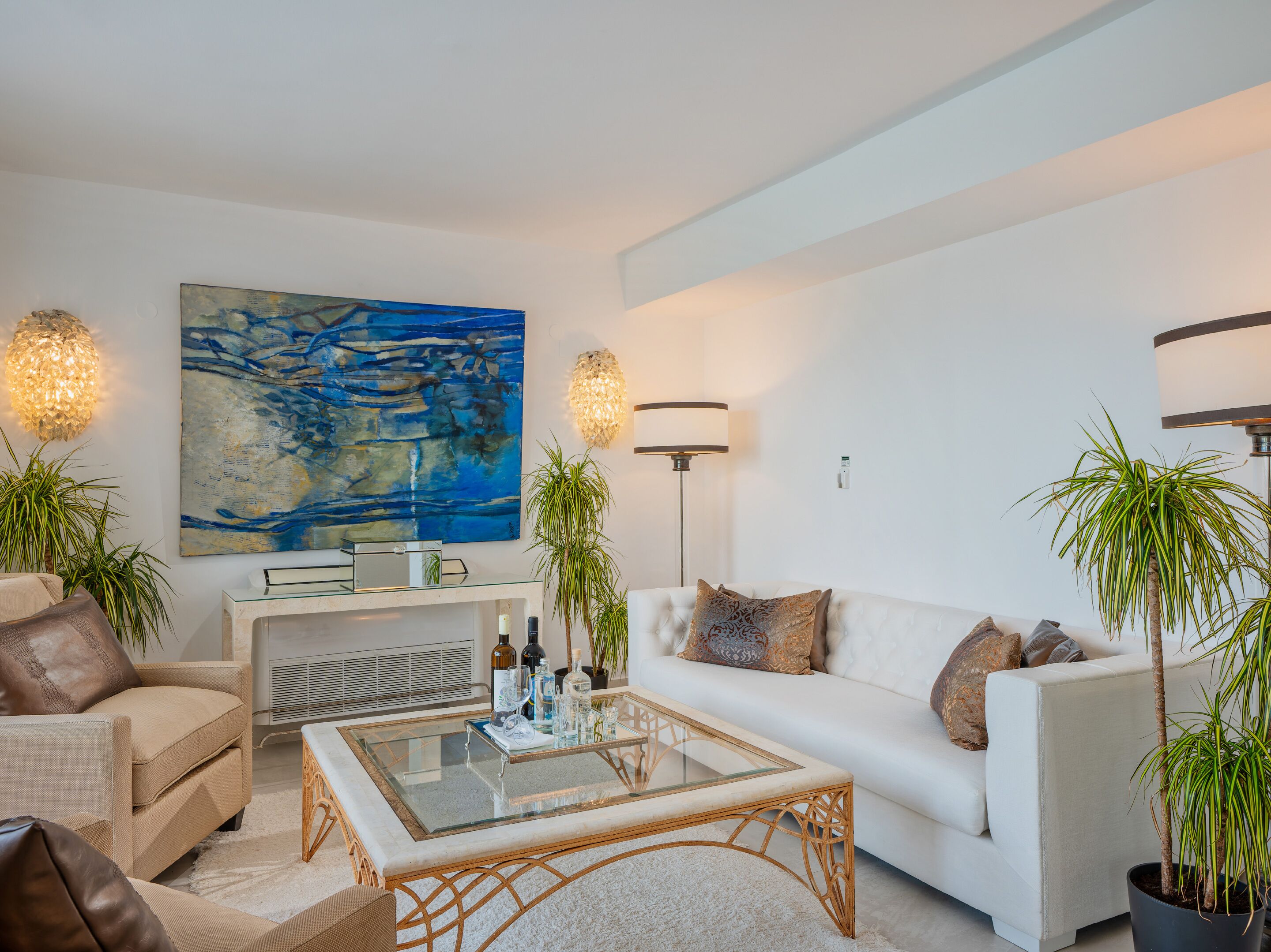 presidential villa, sea view, private pool | living area | flat-screen tv