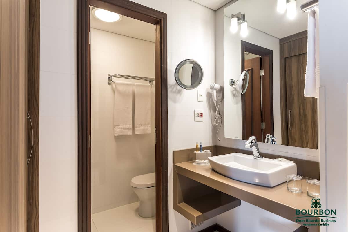 luxury room | bathroom | hair dryer, towels