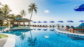 Outdoor pool, open 7:00 AM to 7:00 PM, pool umbrellas, pool loungers