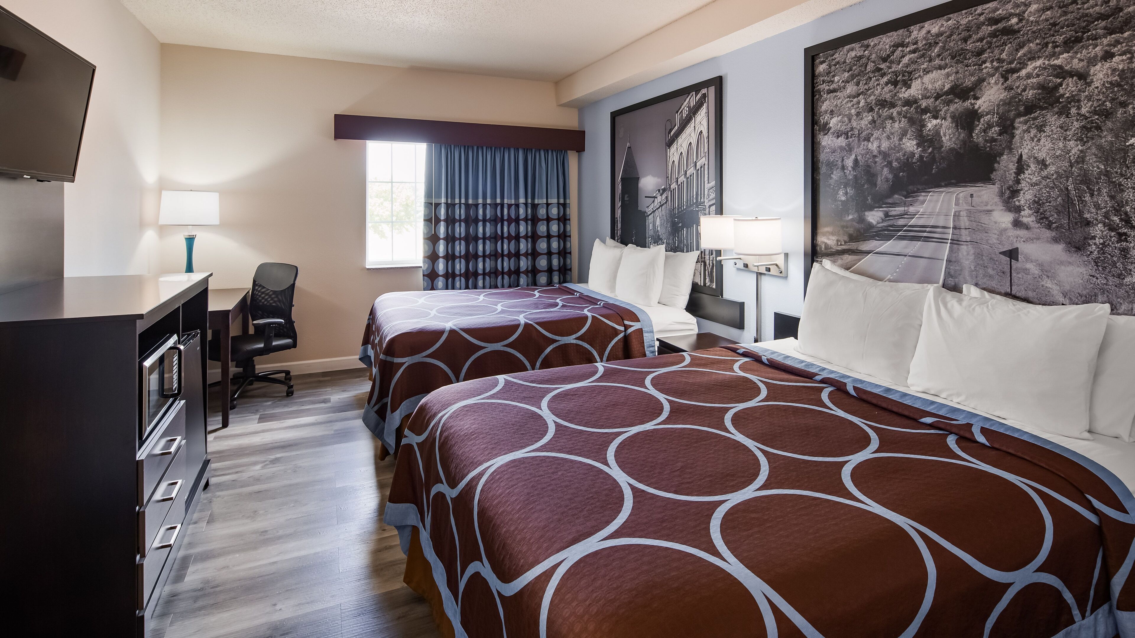 room, 2 queen beds, non smoking | individually decorated, individually furnished, desk, laptop workspace