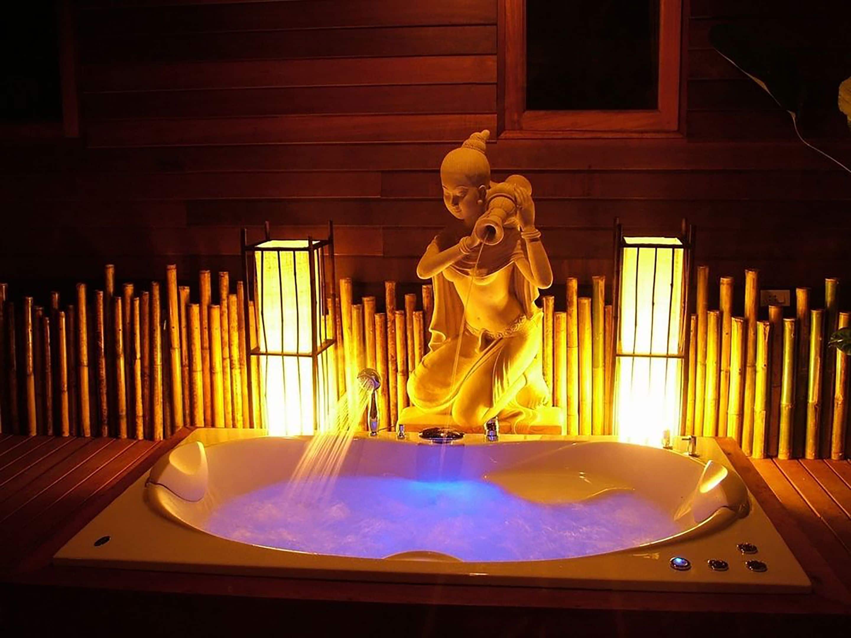 twin lanna cottage | bathroom | free toiletries, hair dryer, bathrobes, slippers