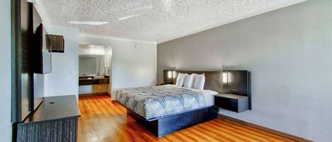 Desk, laptop workspace, WiFi, bed sheets