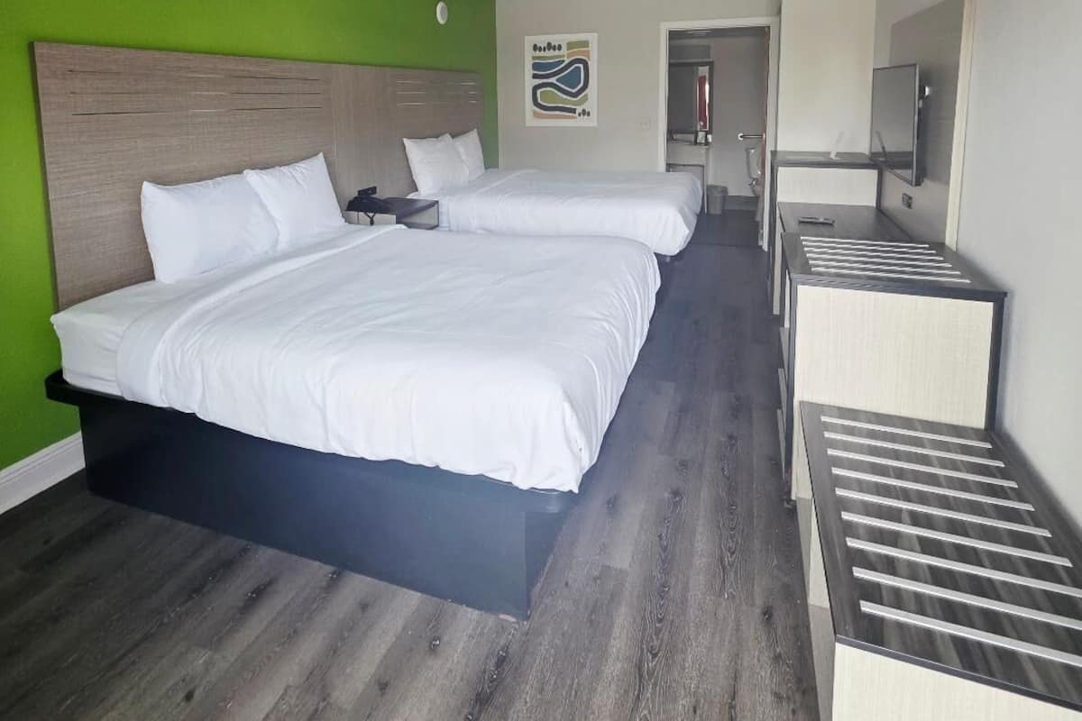 Room, 2 Queen Beds, Accessible, Non Smoking | Desk, iron/ironing board, free WiFi, bed sheets