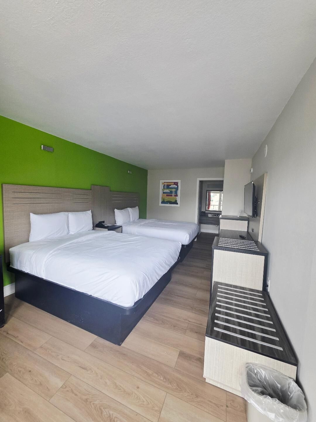 Standard Room, 2 Queen Beds, Non Smoking | Desk, iron/ironing board, free WiFi, bed sheets