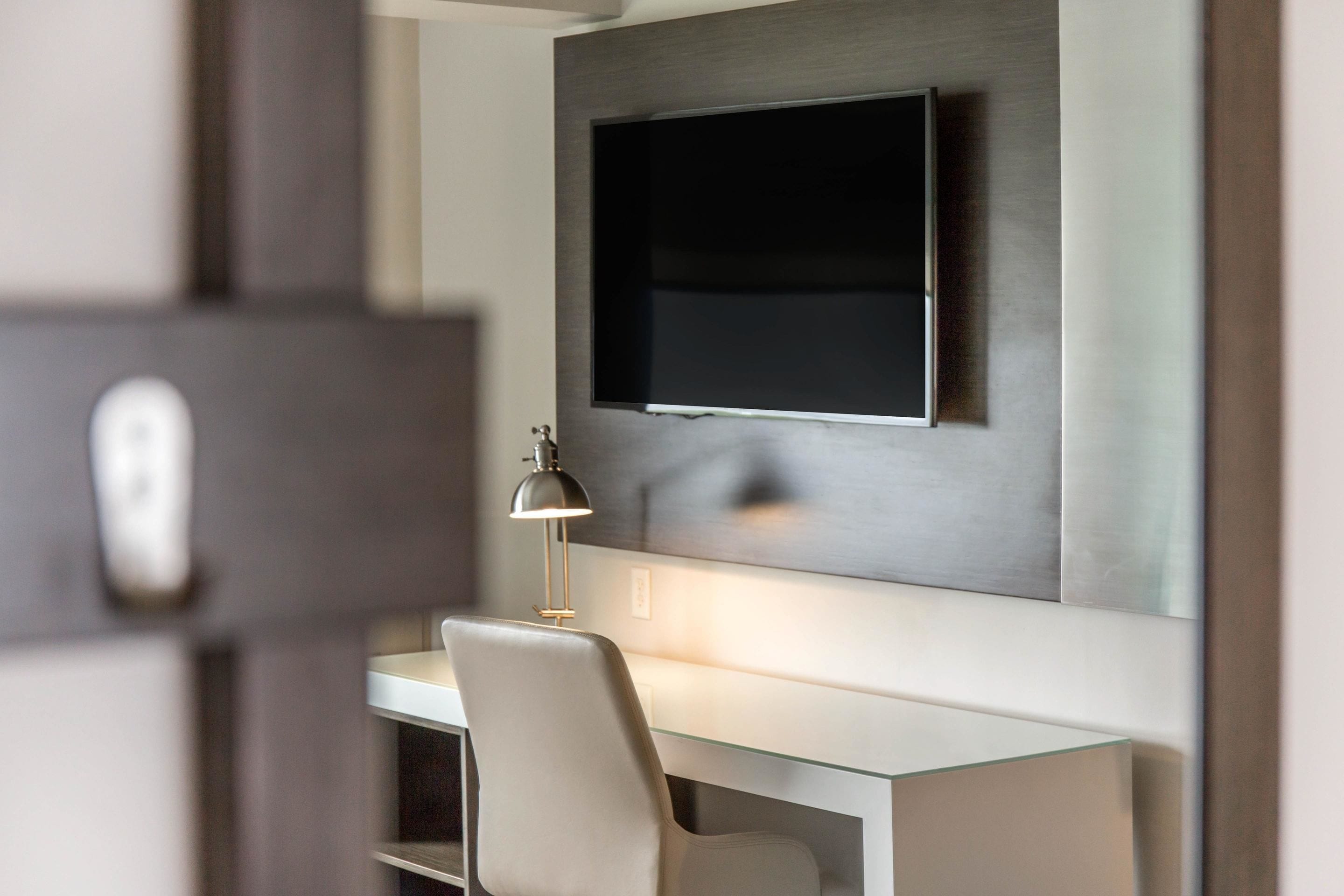 premium bedding, pillow-top beds, desk, blackout curtains