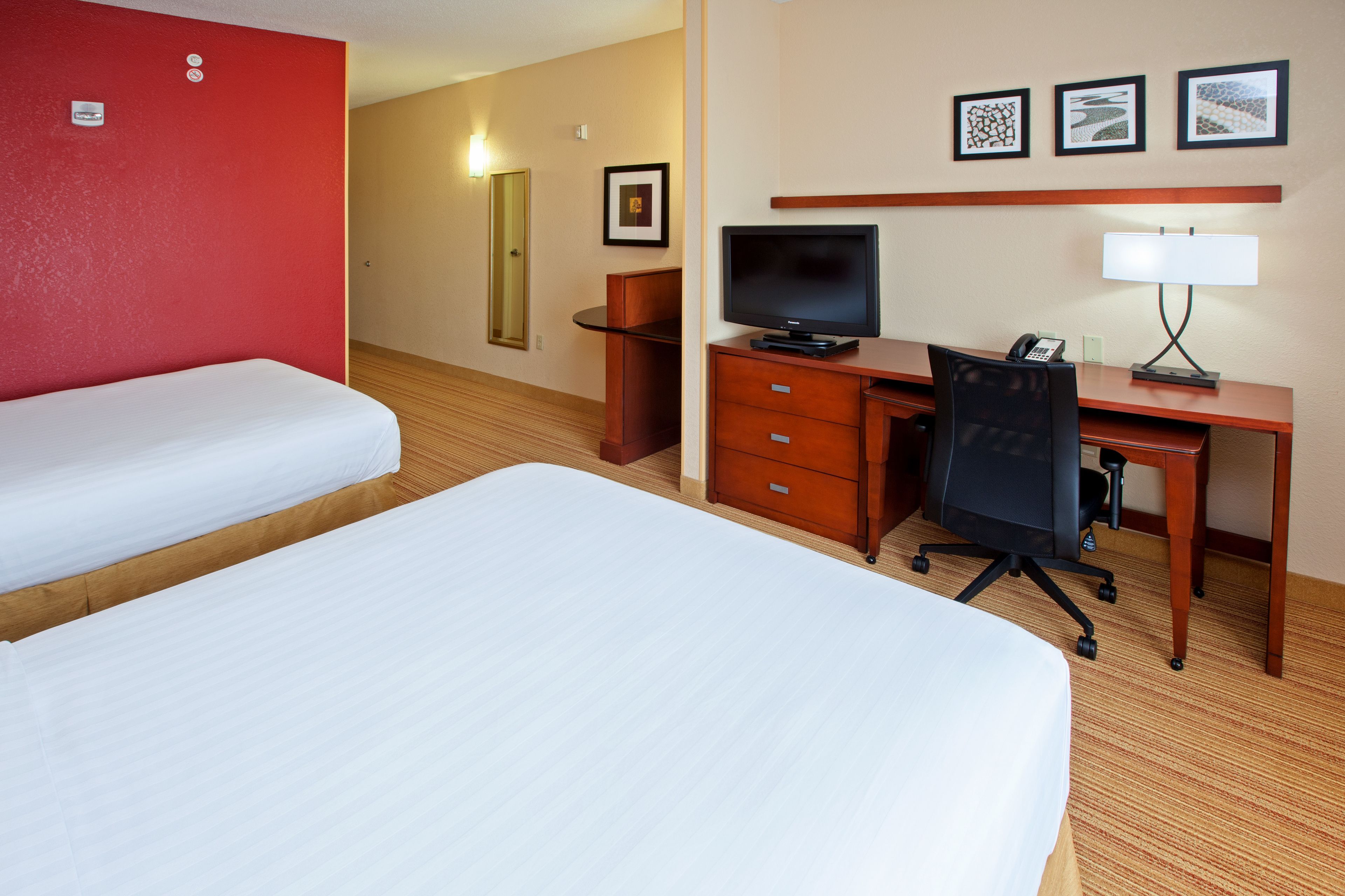 1 bedroom, desk, blackout curtains, iron/ironing board