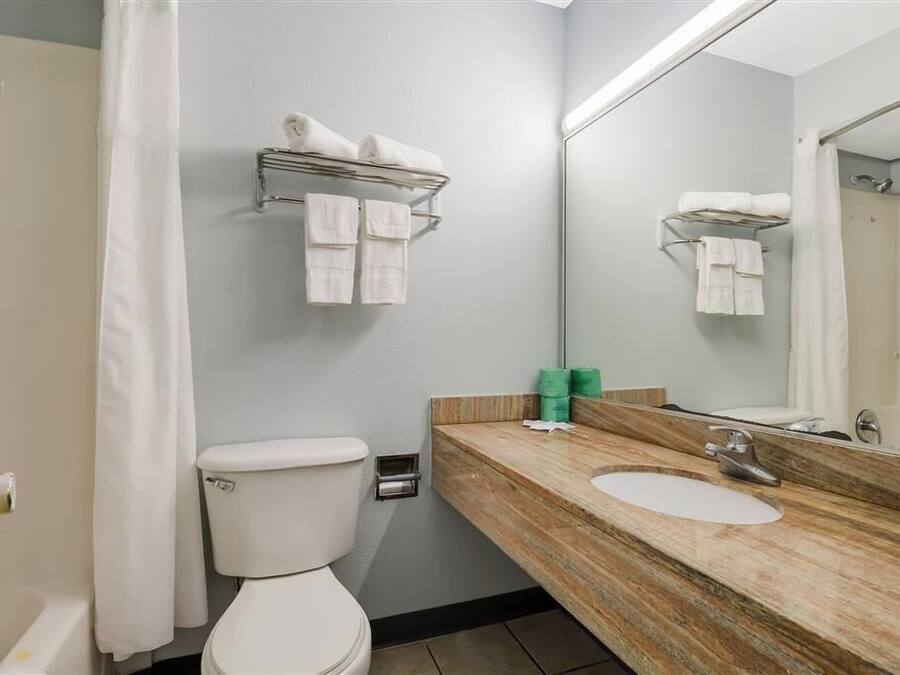 Combined shower/bathtub, free toiletries, hair dryer, towels