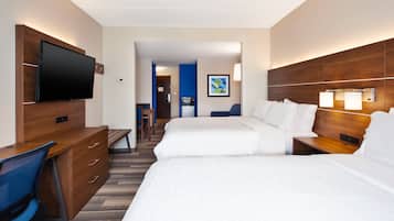 In-room safe, desk, iron/ironing board, cribs (free)