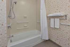 Standard Room, 1 King Bed, Accessible Bathtub (Communications, Accessible Tub) | Bathroom | Combined shower/bathtub, free toiletries, hair dryer, towels - Holiday Inn Grand Rapids - South by IHG (Grand Rapids)