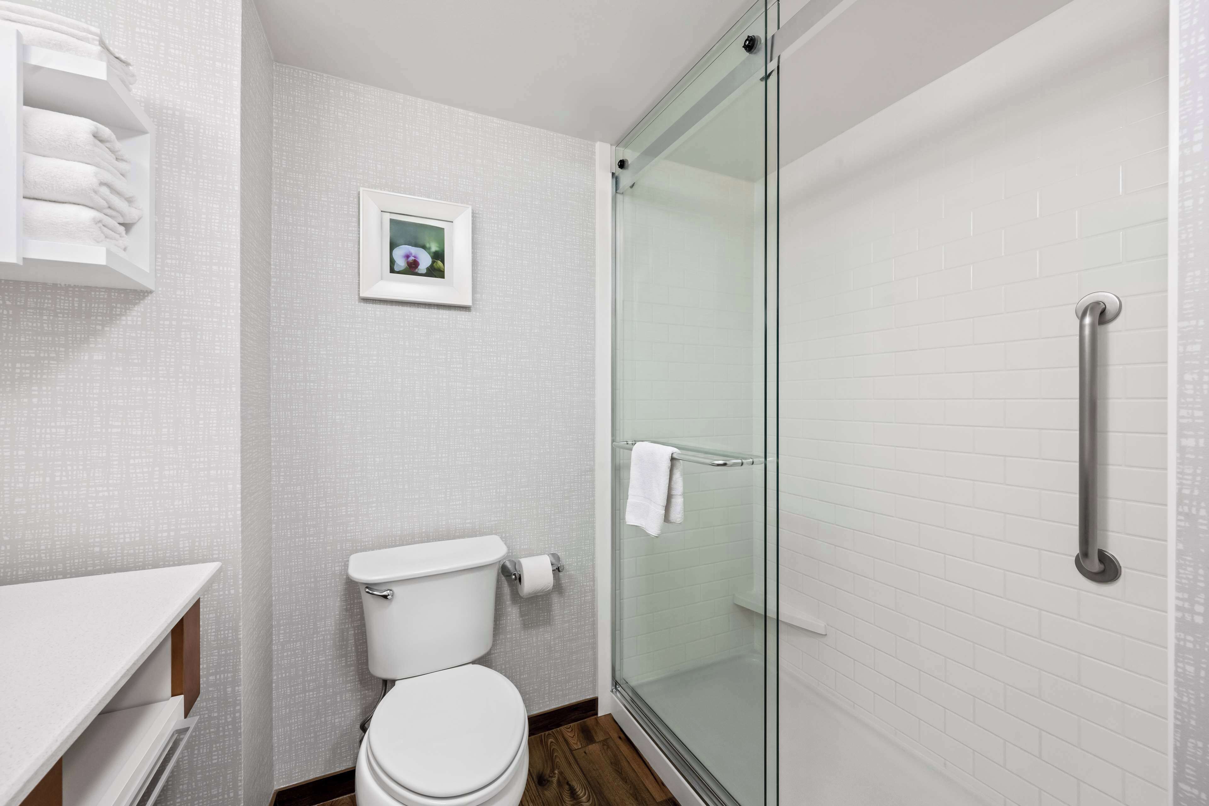 Two queen beds non smoking | Bathroom shower