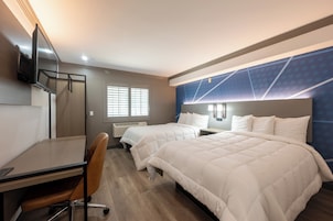 Room, 2 Double Beds, Non Smoking | Desk, laptop workspace, iron/ironing board, free WiFi