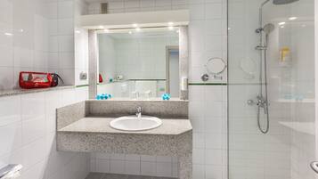 Deluxe Double Room, Balcony (Adults Only, +18) | Bathroom | Shower, rainfall showerhead, free toiletries, hair dryer